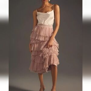 ⚡️🤍 Anthro 🤍 Ruffle Tiered Tulle Lacw Midi Maxi Skirt